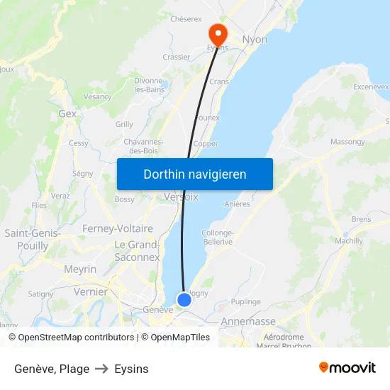 Genève, Plage to Eysins map