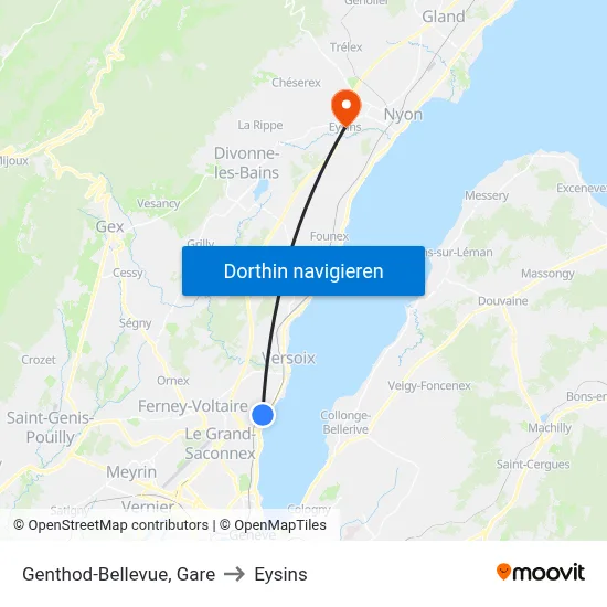 Genthod-Bellevue, Gare to Eysins map