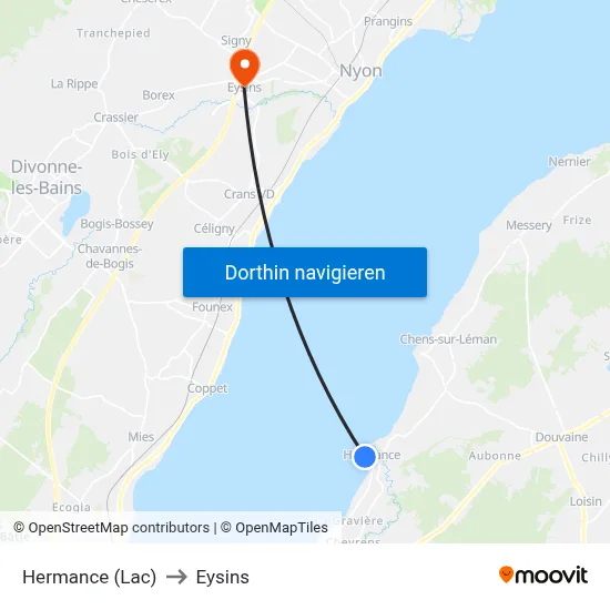 Hermance (Lac) to Eysins map