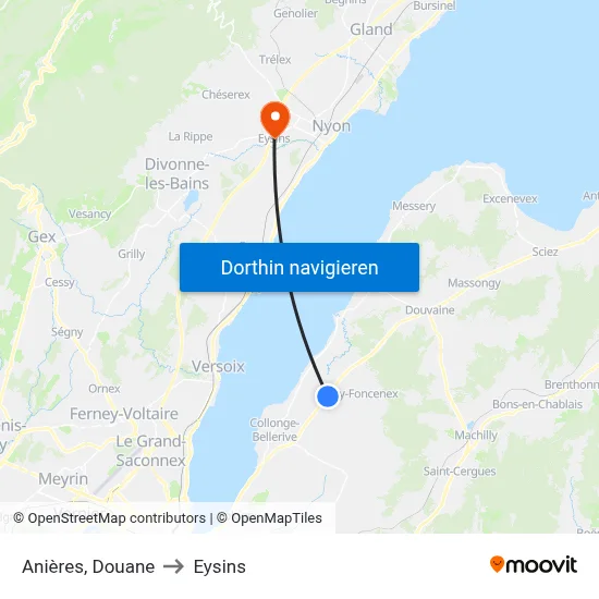Anières, Douane to Eysins map
