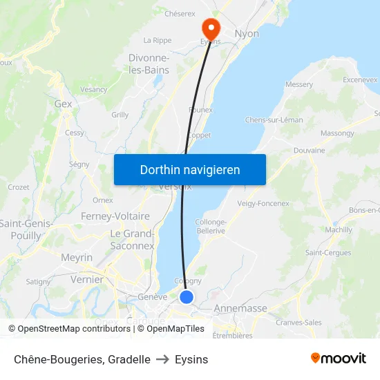 Chêne-Bougeries, Gradelle to Eysins map