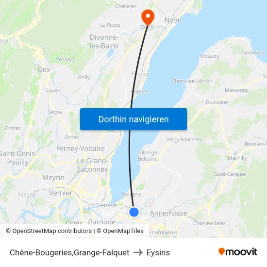 Chêne-Bougeries,Grange-Falquet to Eysins map