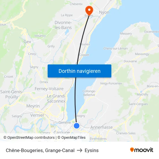 Chêne-Bougeries, Grange-Canal to Eysins map