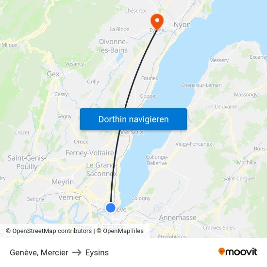 Genève, Mercier to Eysins map