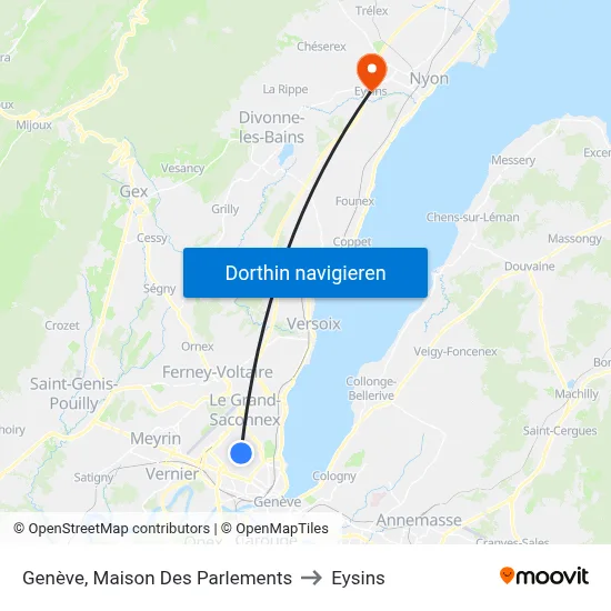 Genève, Maison Des Parlements to Eysins map