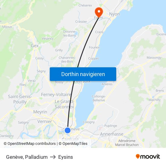 Genève, Palladium to Eysins map