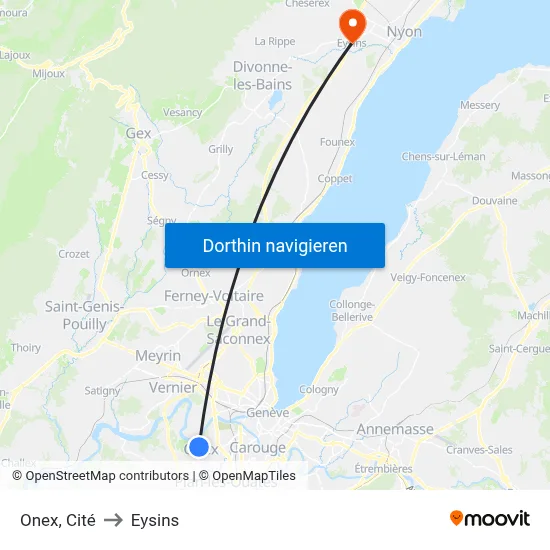 Onex, Cité to Eysins map