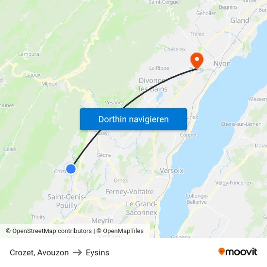 Crozet, Avouzon to Eysins map
