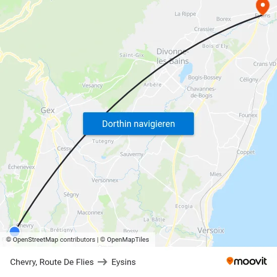 Chevry, Route De Flies to Eysins map