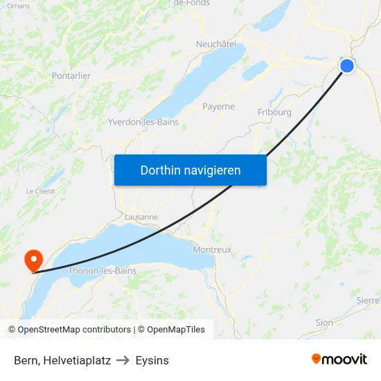 Bern, Helvetiaplatz to Eysins map