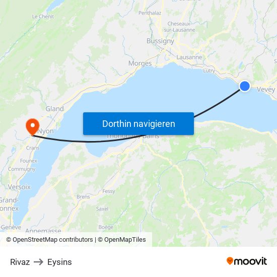 Rivaz to Eysins map