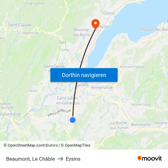 Beaumont, Le Châble to Eysins map