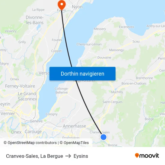 Cranves-Sales, La Bergue to Eysins map