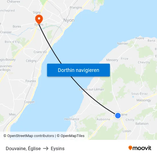 Douvaine, Église to Eysins map
