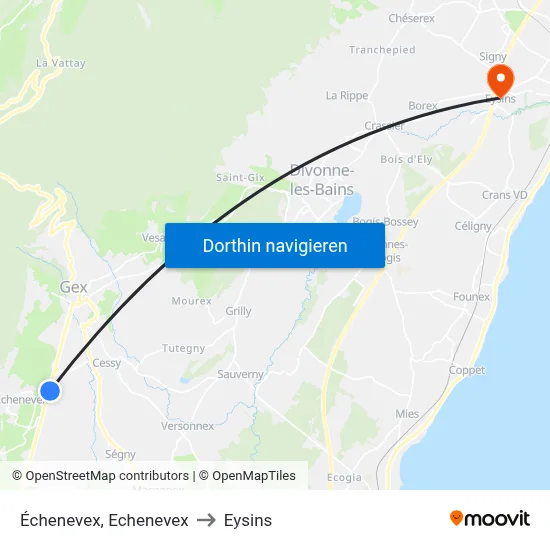 Échenevex, Echenevex to Eysins map