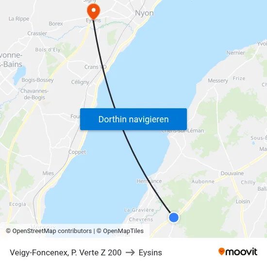 Veigy-Foncenex, P. Verte Z 200 to Eysins map