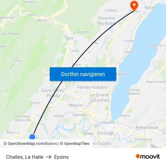 Challex, La Halle to Eysins map