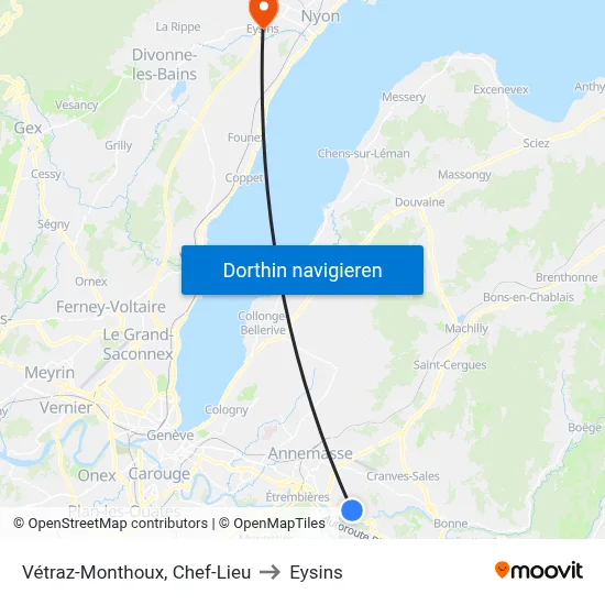 Vétraz-Monthoux, Chef-Lieu to Eysins map