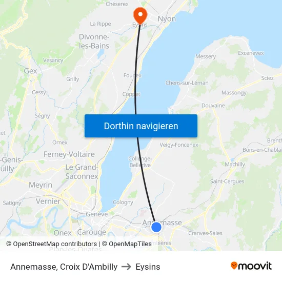 Annemasse, Croix D'Ambilly to Eysins map