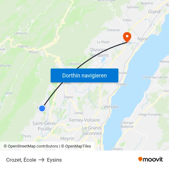 Crozet, École to Eysins map
