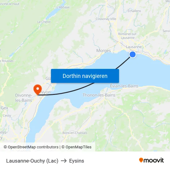 Lausanne-Ouchy (Lac) to Eysins map