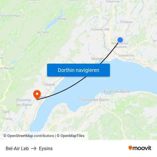 Bel-Air Leb to Eysins map
