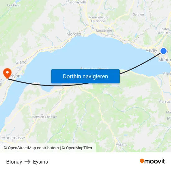 Blonay to Eysins map