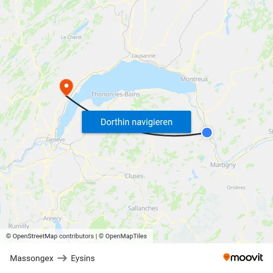 Massongex to Eysins map