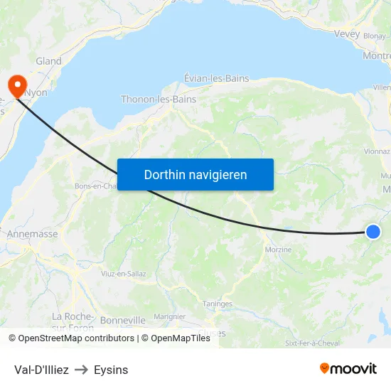 Val-D'Illiez to Eysins map