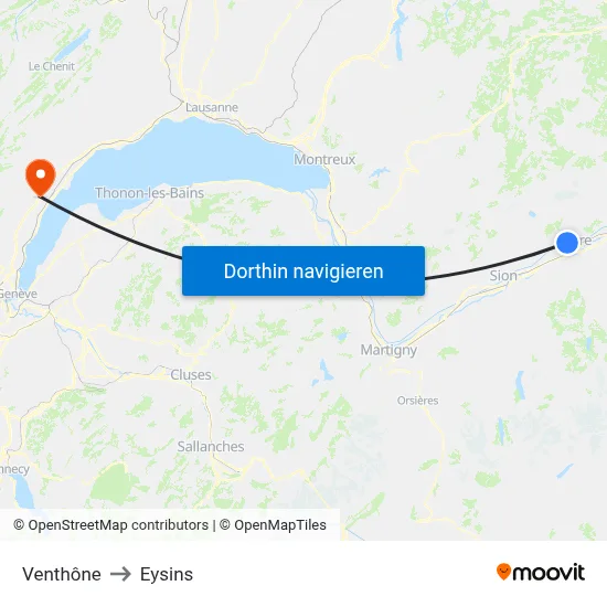 Venthône to Eysins map