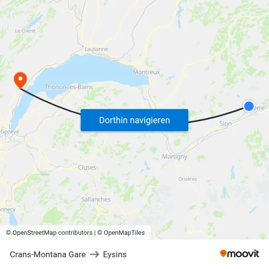 Crans-Montana Gare to Eysins map