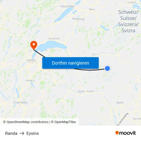Randa to Eysins map