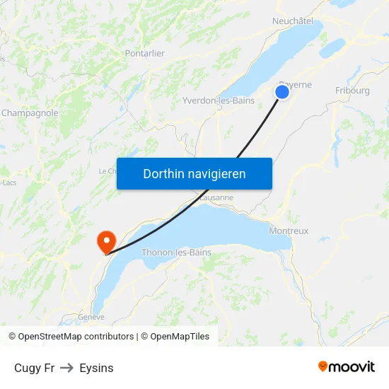 Cugy Fr to Eysins map