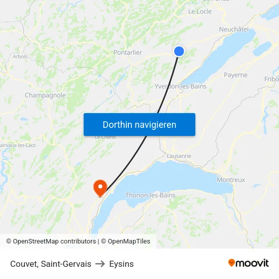 Couvet, Saint-Gervais to Eysins map