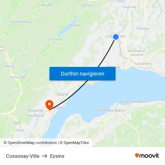 Cossonay-Ville to Eysins map