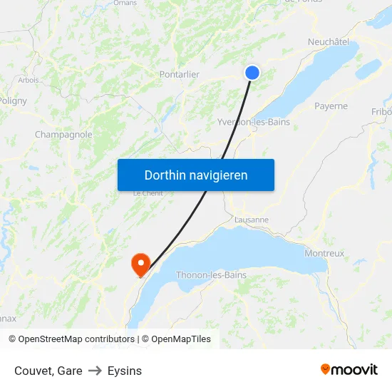 Couvet, Gare to Eysins map