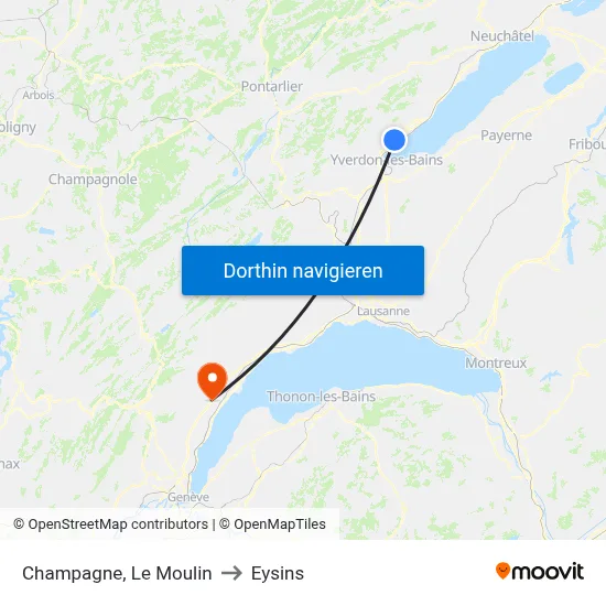 Champagne, Le Moulin to Eysins map