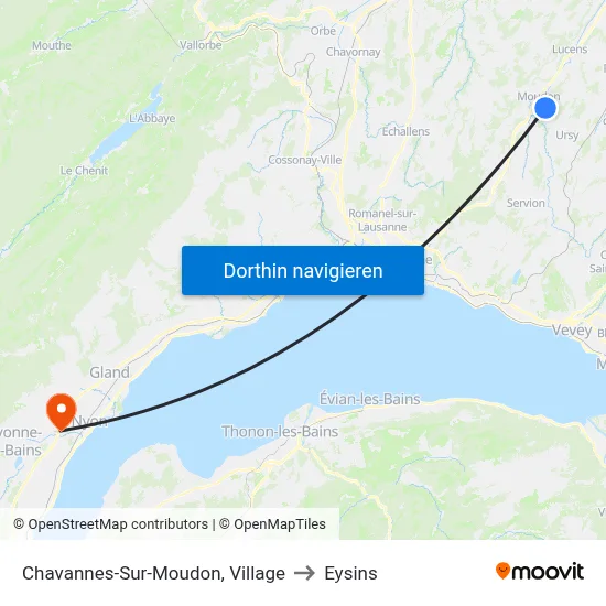 Chavannes-Sur-Moudon, Village to Eysins map