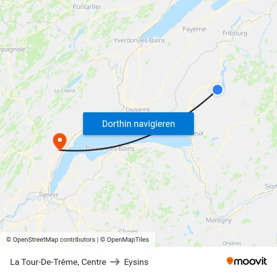 La Tour-De-Trême, Centre to Eysins map