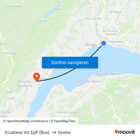 Ecublens Vd, Epfl (Bus) to Eysins map