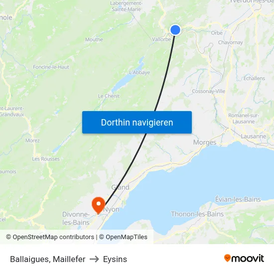 Ballaigues, Maillefer to Eysins map