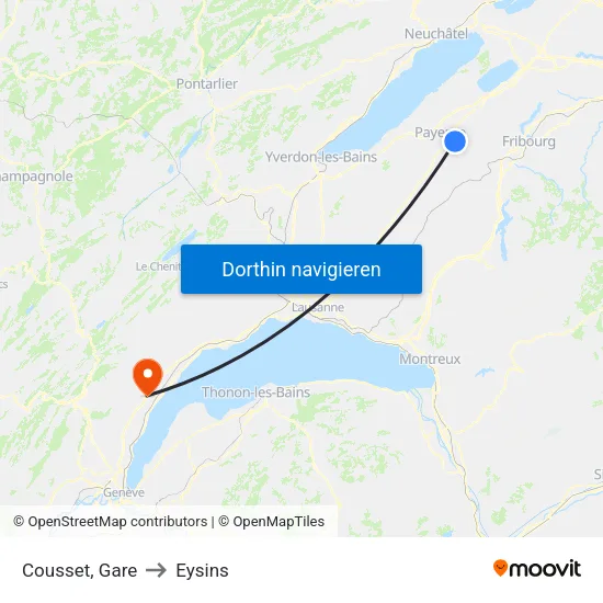 Cousset, Gare to Eysins map