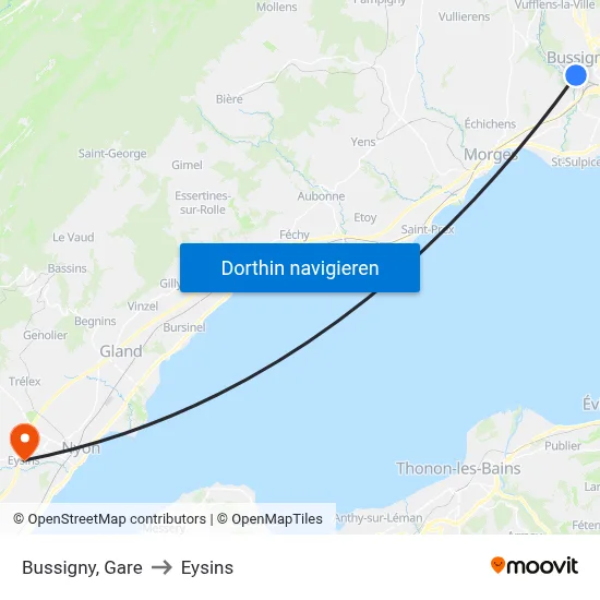 Bussigny, Gare to Eysins map