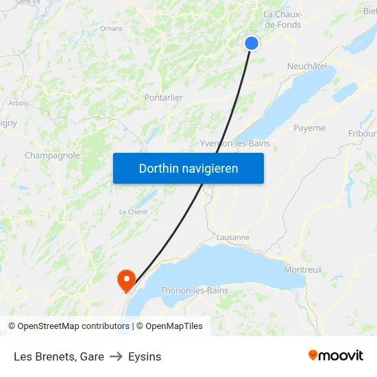 Les Brenets, Gare to Eysins map