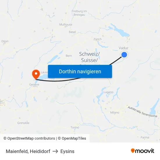 Maienfeld, Heididorf to Eysins map