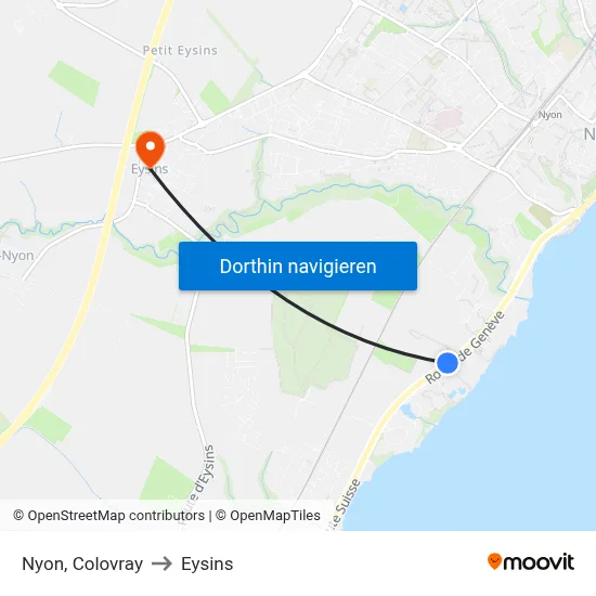 Nyon, Colovray to Eysins map