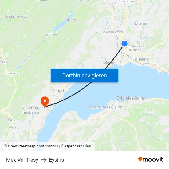 Mex Vd, Trésy to Eysins map