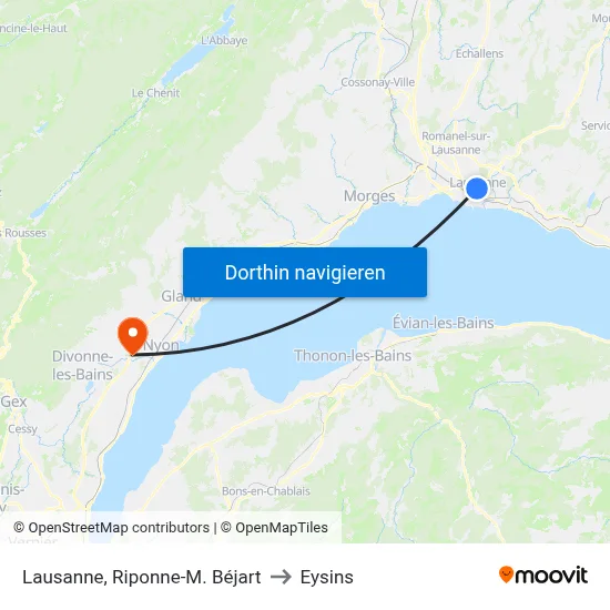 Lausanne, Riponne-M. Béjart to Eysins map