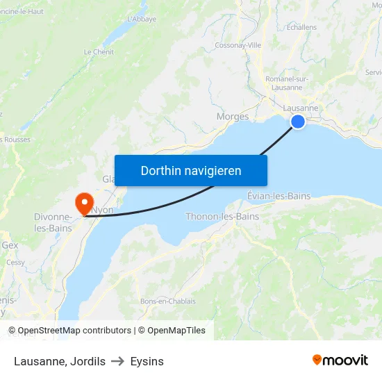 Lausanne, Jordils to Eysins map