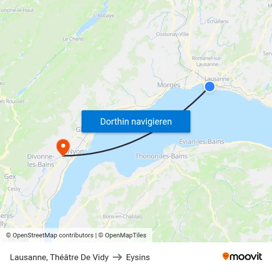 Lausanne, Théâtre De Vidy to Eysins map